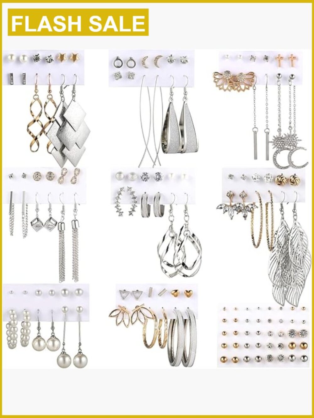 68 Pairs Drop Dangle Stud Pearl Earrings Set for Women Fashion Jewelry